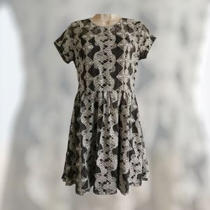 Dina Be Black White Lace Skater Dress Small